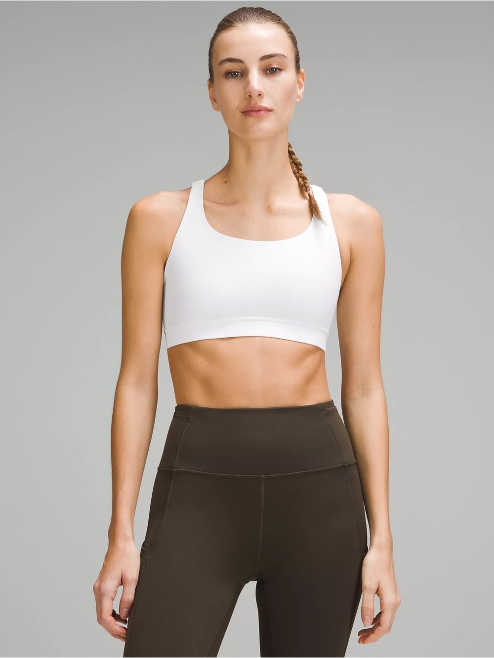 Lululemon‎ Energy Bra White Crisscross Strap Medium Support B–D Cups Sports Bra